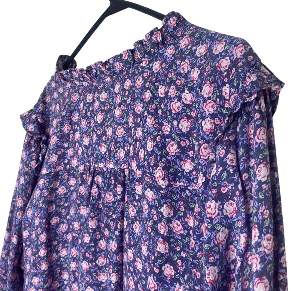 Lauren Conrad Button Up Blouse Womens Plus 1X Floral Ruffle Boho Flowy Lightweig - Picture 5 of 10